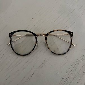 Round tortoise and gold, blue light glasses